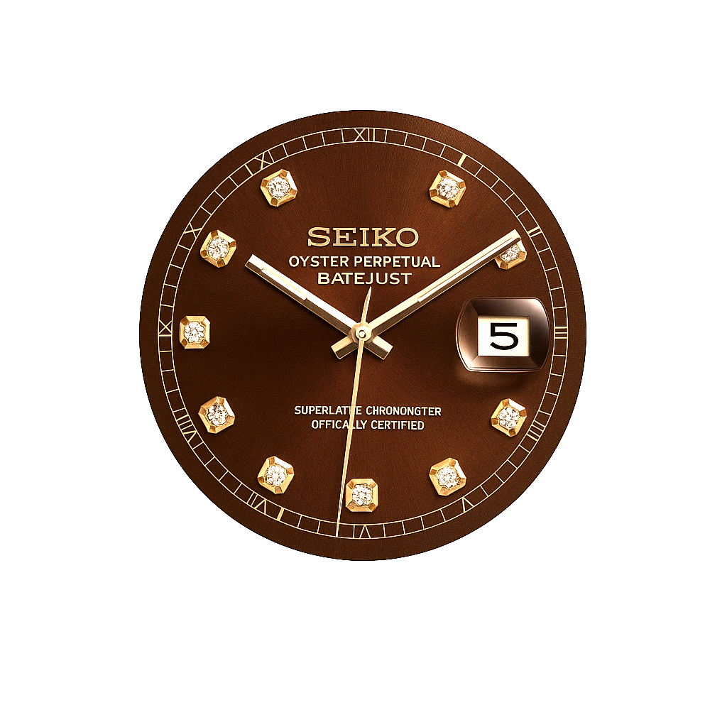Lady rose gold brown gem dial