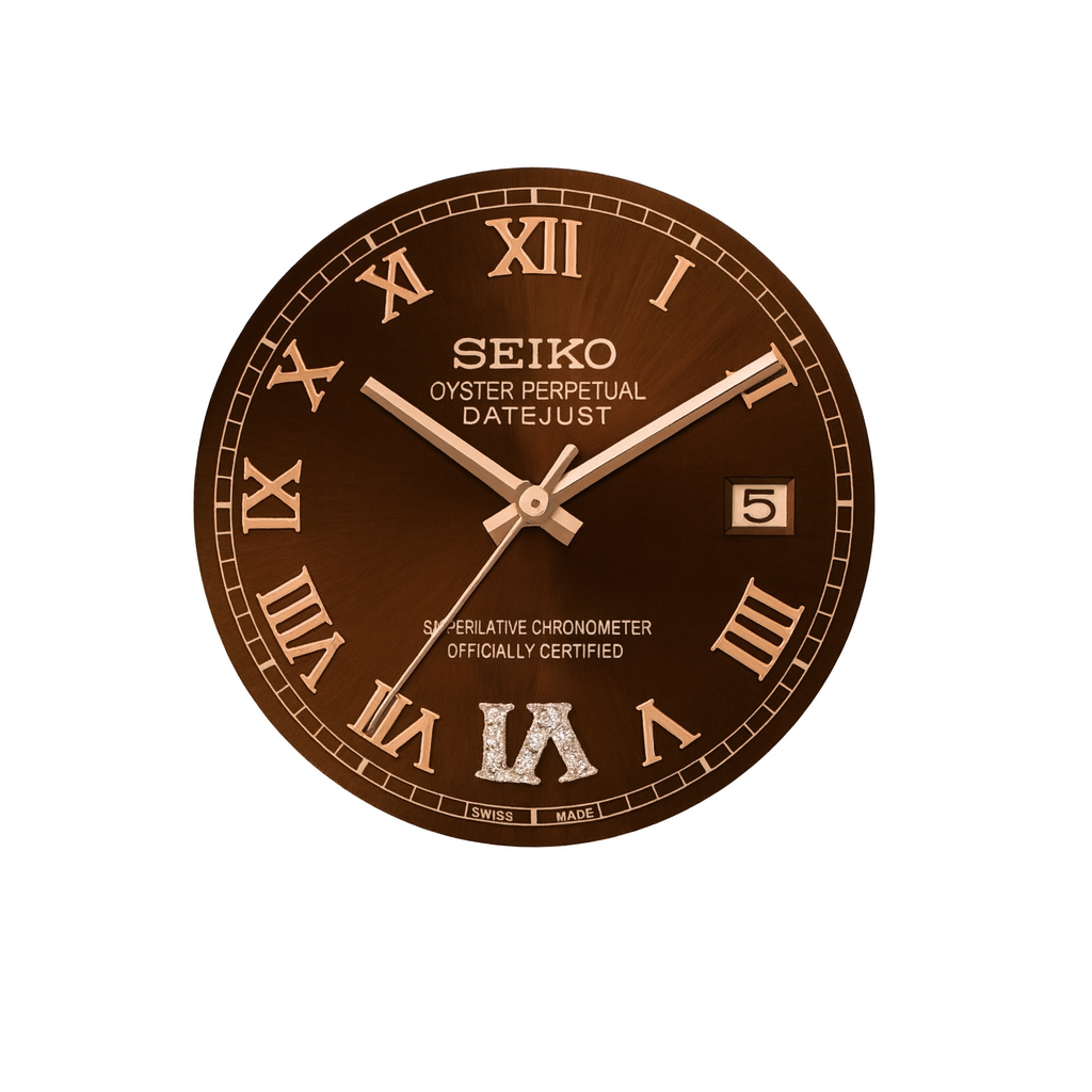 Lady rose gold brown roman dial