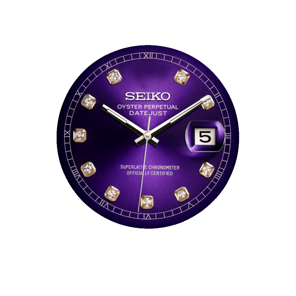 Lady rose gold purple gem dial